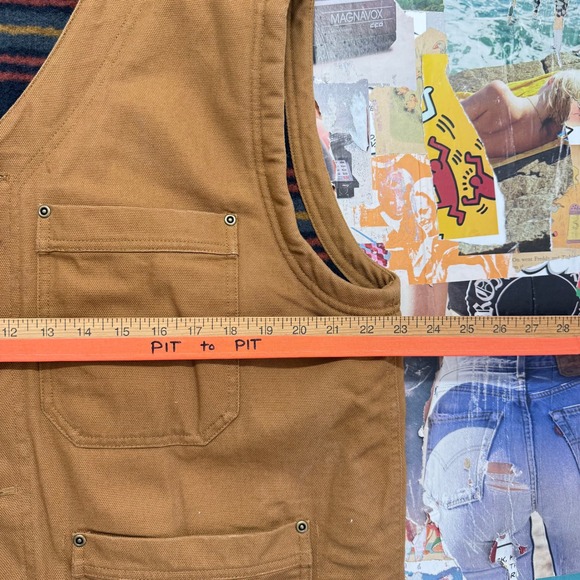 Duluth Trading‎ Co Flannel Lined Work Vest Men's Canvas Utility Outdoor Size L - Picture 5 of 8